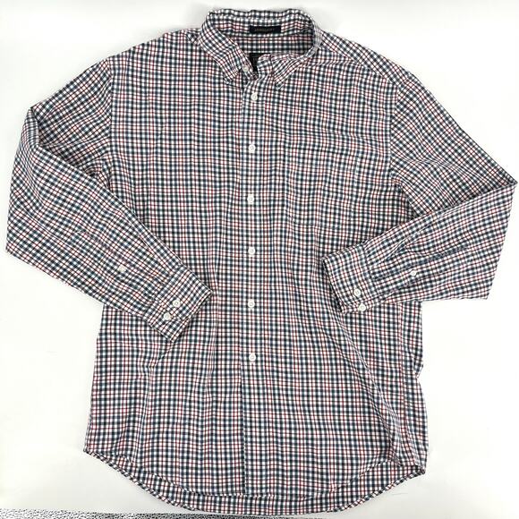 Pendleton Bridgeport blue red check long sleeve button front shirt (M) - Picture 4 of 6